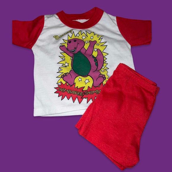 Super Rare Vintage Toddler 2 PC Barney Pj Set Size 2T - Picture 1 of 3